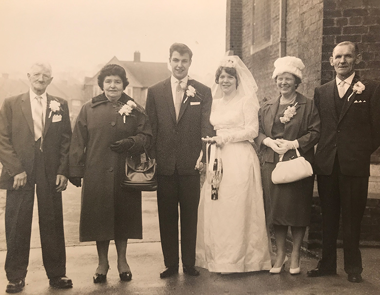 My Nan and Grandad's wedding photo at St John's Church at bottom of Whitefoot Lane